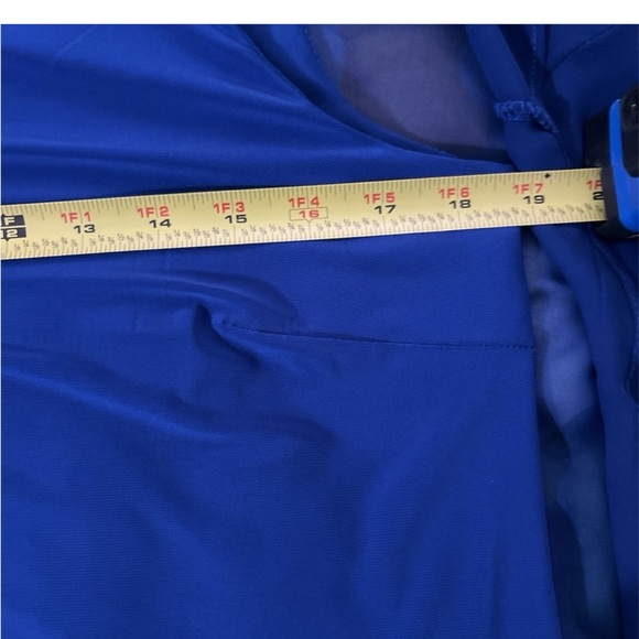 NWT MSK Chiffon Drape Rhinestone-Strap Blue Blouse Women’s Size Medium - Picture 8 of 12